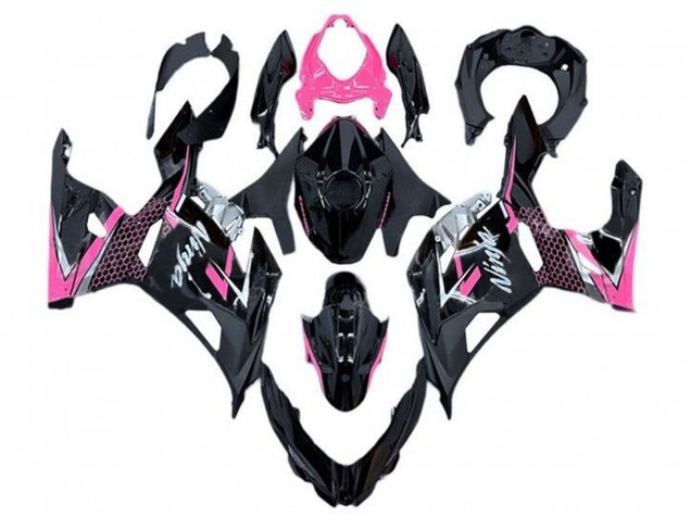 Großhandel Kawasaki Ninja 400 Motorrad Verkleidung 2018-2024 - Glanzendes Schwarz Rosa Weiss