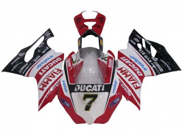 Großhandel Ducati Panigale 1199 Motorrad Verkleidung 2011-2014 - Weiss Rot Glanzendes Schwarz Fiamm Tim 7