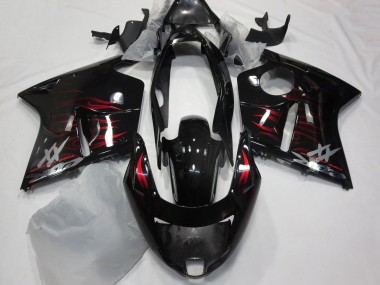 Großhandel Honda CBR1100XX Blackbird Motorrad Verkleidung 1996-2007 - Glanzendes Schwarz Rot Flamme