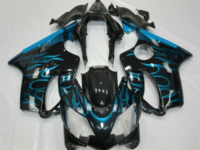 Großhandel Honda CBR600 F4i Motorrad Verkleidung 2001-2003 - Glanzendes Schwarz Hellblau Flamme