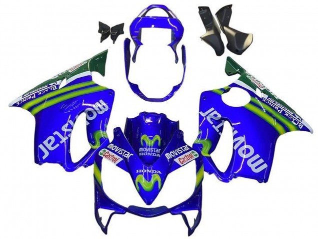 Großhandel Honda CBR600 F4i Motorrad Verkleidung 2001-2003 - Blau Grun Weiss MoviStar