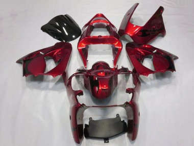 Großhandel Kawasaki ZX6R Motorrad Verkleidung 2000-2002 - Bonbon Rot Schwarz Tribal