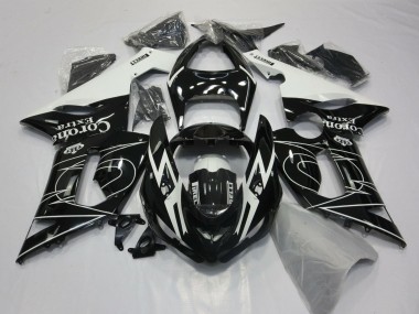 Großhandel Kawasaki ZX6R Motorrad Verkleidung 2005-2006 - Glanzendes Schwarz Weiss Corona Extra Tribal