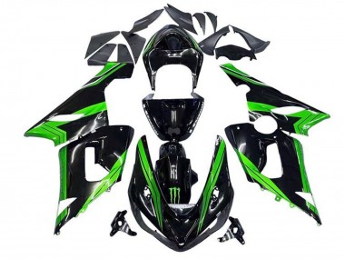 Großhandel Kawasaki ZX6R Motorrad Verkleidung 2005-2006 - Grun Glanzendes Schwarz Monster Streifen