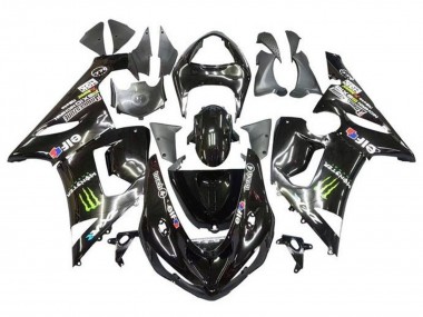 Großhandel Kawasaki ZX6R Motorrad Verkleidung 2005-2006 - Glanzendes Schwarz Gelb Monster