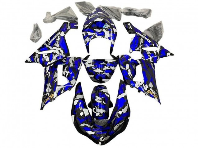 Großhandel Kawasaki ZX6R Motorrad Verkleidung 2005-2006 - Blau Camouflage