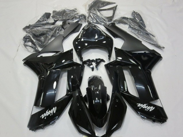 Großhandel Kawasaki ZX6R Motorrad Verkleidung 2007-2008 - Glanzendes Schwarz Matt Schwarz Weiss Aufkleber