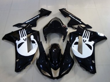 Großhandel Kawasaki ZX6R Motorrad Verkleidung 2007-2008 - Schwarz Weiss Totenkopf