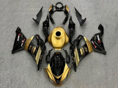 Großhandel Kawasaki ZX6R Motorrad Verkleidung 2013-2018 - Gold Glanzendes Schwarz