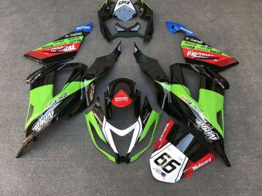 Großhandel Kawasaki ZX6R Motorrad Verkleidung 2013-2018 - Grun Schwarz Rot Weiss Motocard 66