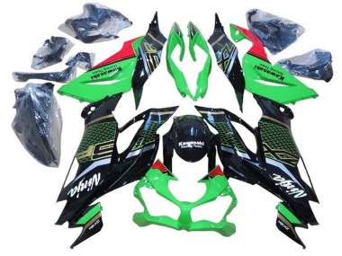Großhandel Kawasaki ZX6R Motorrad Verkleidung 2019-2022 - Grun Rot Glanzendes Schwarz Bienenwabe