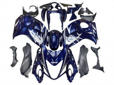 Großhandel Suzuki GSXR 1300 Hayabusa Motorrad Verkleidung 2008-2020 - Dunkel Blau Silber Weiss