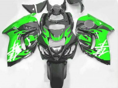 Großhandel Suzuki GSXR 1300 Hayabusa Motorrad Verkleidung 2008-2020 - Schwarz Grun Flamme