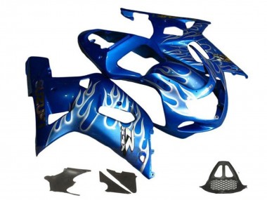 Großhandel Suzuki GSXR1000 Motorrad Verkleidung 2000-2002 - Blau Weiss Flamme