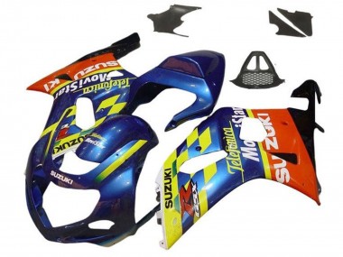 Großhandel Suzuki GSXR1000 Motorrad Verkleidung 2000-2002 - Blau Gelb Rot Telefonica Motul