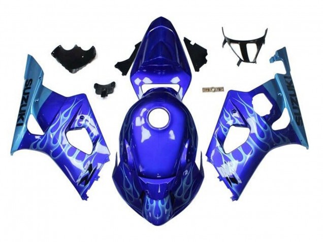 Großhandel Suzuki GSXR 1000 Motorrad Verkleidung 2003-2004 - Blau Hellblau Weiss Flamme