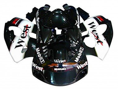 Großhandel Suzuki GSXR 600 / GSXR 750 Motorrad Verkleidung 1996-2000 - Schwarz Weiss Weste
