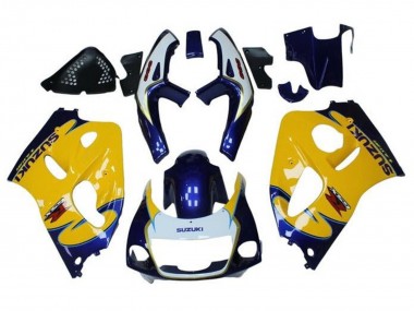 Großhandel Suzuki GSXR 600 / GSXR 750 Motorrad Verkleidung 1996-2000 - Gelb Blau Tribal