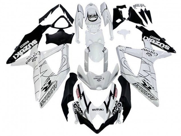Großhandel Suzuki GSXR 600 / GSXR 750 Motorrad Verkleidung 2008-2010 - Weiss Schwarz Alstare Corona Extra Motul