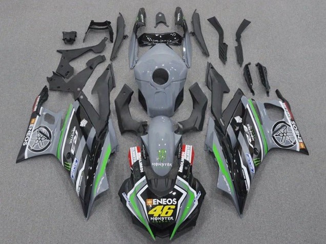 Großhandel Yamaha YZF R3/R25 Motorrad Verkleidung 2019-2021 - Grau Schwarz Grun Schwarz ENEOS Monster 46