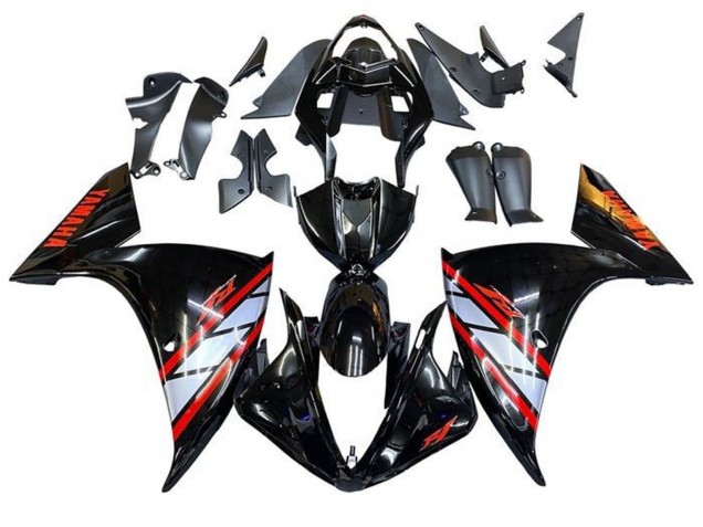 Großhandel Yamaha YZF 1000 R1 Motorrad Verkleidung 2012-2014 - Glanzendes Schwarz Silber Rot Streifen