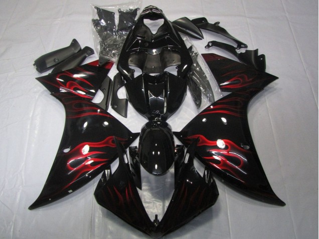 Großhandel Yamaha YZF 1000 R1 Motorrad Verkleidung 2012-2014 - Glanzendes Schwarz Rot Flamme