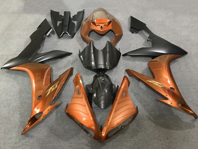 Großhandel Yamaha YZF 1000 R1 Motorrad Verkleidung 2004-2006 - Orange Kunst Carbonfaser Matt Schwarz