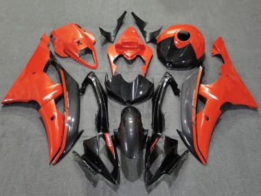 Großhandel Yamaha YZF R6 Motorrad Verkleidung 2008-2016 - Orange Schwarz Carbonfaser Stil