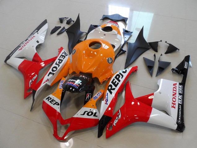Großhandel Honda CBR600RR Motorrad Verkleidung Kit 2007-2008 - Orange Weiss Rot Glanzendes Schwarz Repsol