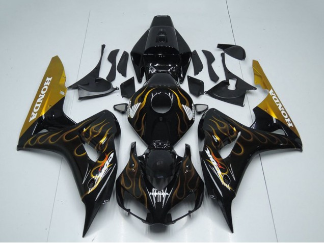 Großhandel Honda CBR1000RR Motorrad Verkleidung 2006-2007 - Glanzendes Schwarz Gold Flamme
