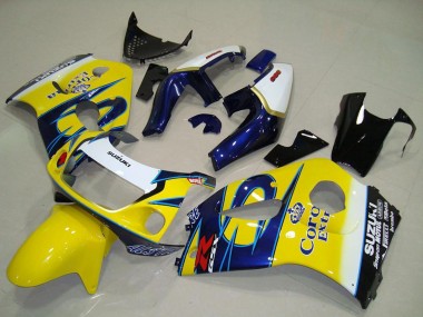 Großhandel Suzuki GSXR 600 Motorrad Verkleidung 1996-2000 - Weiss Gelb Blau Corona