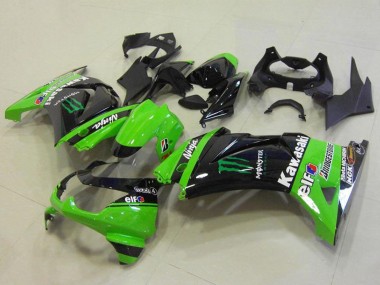 Großhandel Kawasaki ZX250R Motorrad Verkleidung 2008-2012 - Grun Glanzendes Schwarz Elf Monster Bridgestone