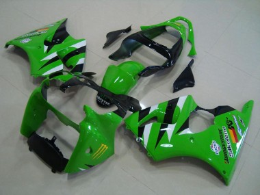 Großhandel Kawasaki ZX6R Motorrad Verkleidung 2000-2002 - Grun Weiss Glanzendes Schwarz