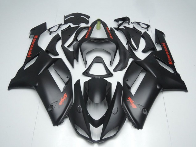 Großhandel Kawasaki ZX6R Motorrad Verkleidung 2007-2008 - Matt Schwarz mit Rot Aufkleber