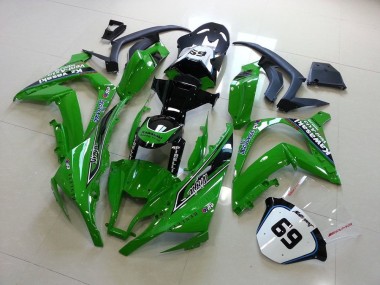 Großhandel Kawasaki ZX10R Motorrad Verkleidung 2011-2015 - Grun Glanzendes Schwarz Elf Henleys Vent-Axia 69