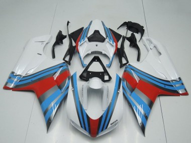 Großhandel Ducati 848 1098 1198 Motorrad Verkleidung 2007-2014 - Weiss Blau Rot