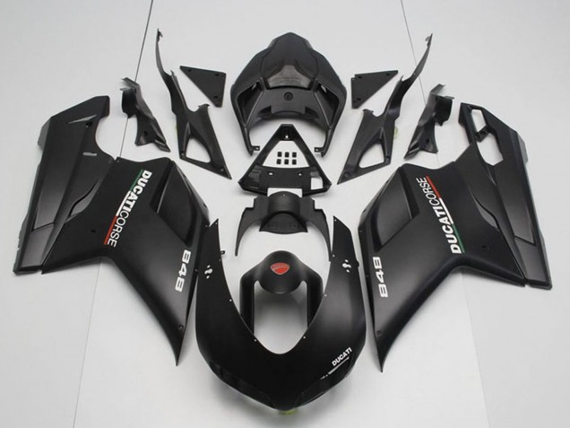Großhandel Ducati 848 Motorrad Verkleidung 2007-2014 - Matt Schwarz Corse