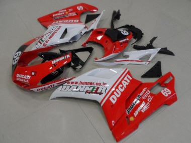 Großhandel Ducati 848 1098 1198 Motorrad Verkleidung 2007-2014 - Weiss Rot Glanzendes Schwarz Banner 69