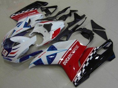 Großhandel Ducati 848 Motorrad Verkleidung 2007-2014 - Weiss Rot Blau Glanzendes Schwarz Corse 69