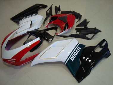 Großhandel Ducati 1098 Motorrad Verkleidung 2007-2014 - Weiss Rot Glanzendes Schwarz