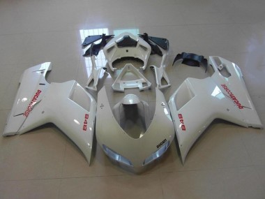 Großhandel Ducati 848 Motorrad Verkleidung 2007-2014 - Glanzendes Weiss Rot Aufkleber
