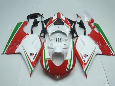 Großhandel Ducati 1098 Motorrad Verkleidung 2007-2014 - Weiss Rot Grun Streifen