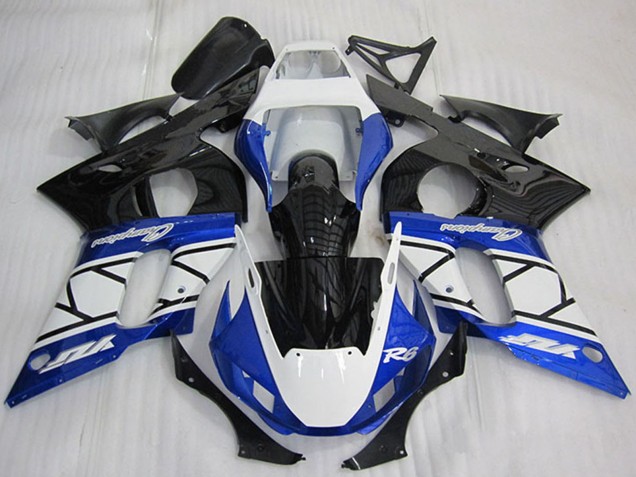 Großhandel Yamaha YZF R6 Motorrad Verkleidung 1998-2002 - Weiss Blau Glanzendes Schwarz Champions