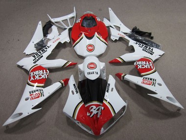 Großhandel Yamaha YZF R6 Motorrad Verkleidung 2008-2016 - Weiss Rot Lucky Strike