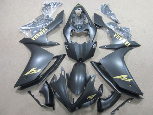 Großhandel Yamaha YZF R1 Motorrad Verkleidung 2007-2008 - Matt Schwarz Gold Aufkleber