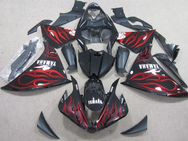 Großhandel Yamaha YZF R1 Motorrad Verkleidung 2009-2011 - Glanzendes Schwarz Rot Flamme