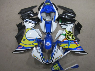 Großhandel Yamaha YZF R1 Motorrad Verkleidung 2012-2014 - Weiss Blau Gelb Schwarz Pizzoli Semakin Didepan Monster