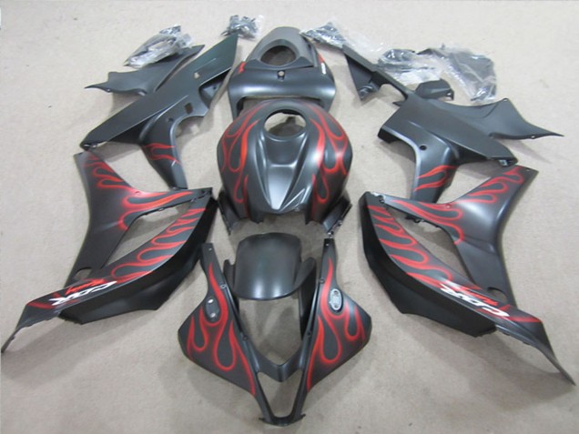 Großhandel Honda CBR600RR Motorrad Verkleidung 2007-2008 - Matt Schwarz Rot Flamme