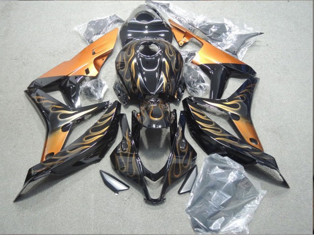 Großhandel Honda CBR600RR Motorrad Verkleidung 2007-2008 - Glanzendes Schwarz Orange Flamme