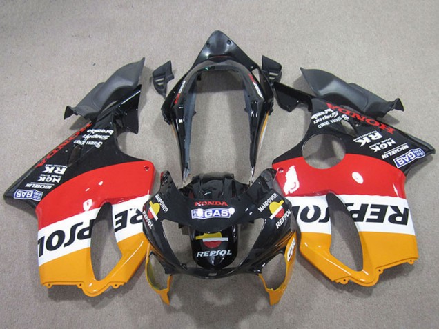 Großhandel Honda CBR600 F4 Motorrad Verkleidung 1999-2000 - Orange Weiss Rot Glanzendes Schwarz Repsol